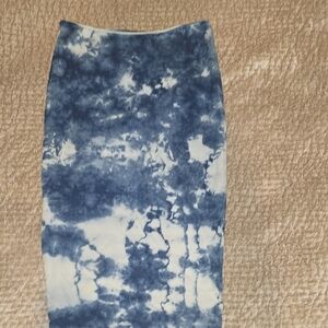 Blue and White Midi Pencil Skirt for Casual Resort Wear